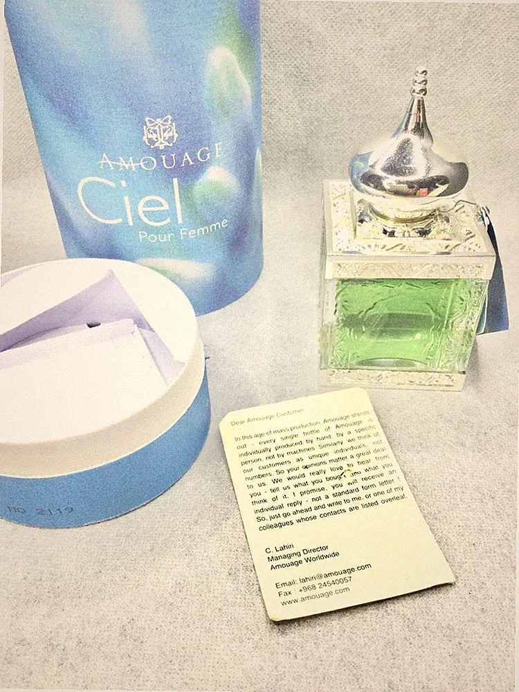 VINTAGE AMOUAGE CIEL POUR FEMME 50 ML IN MOSQUE SOLID CRISTAL BOTTLE RARES